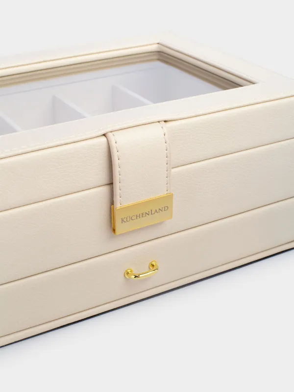 Шкатулка для украшений, 26х18 см, дерево/искусственная кожа, экрю, Premiere, image-6