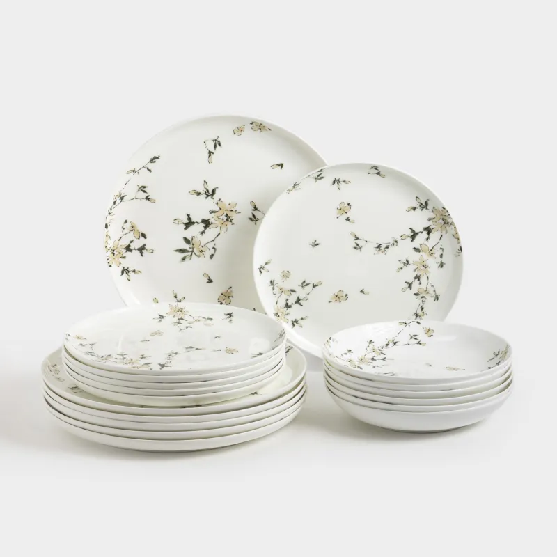 Сервиз обеденный, 6 перс, 18 пр, фарфор F, белый, Цветы, Florin