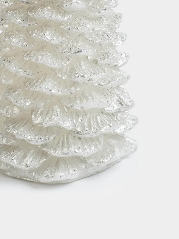 Свеча, 18 см, с блестками, серебристая, Ель, Fir candle, image-2