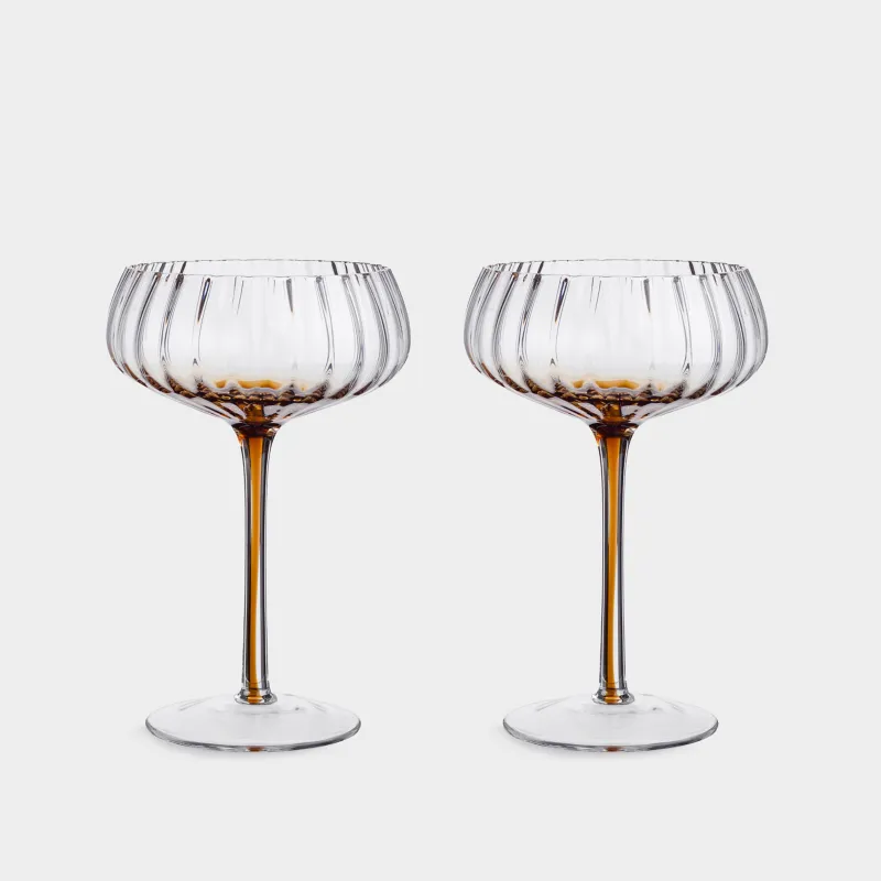 Бокал-креманка для шампанского, 270 мл, 2 шт, стекло, коричневый градиент, Felino