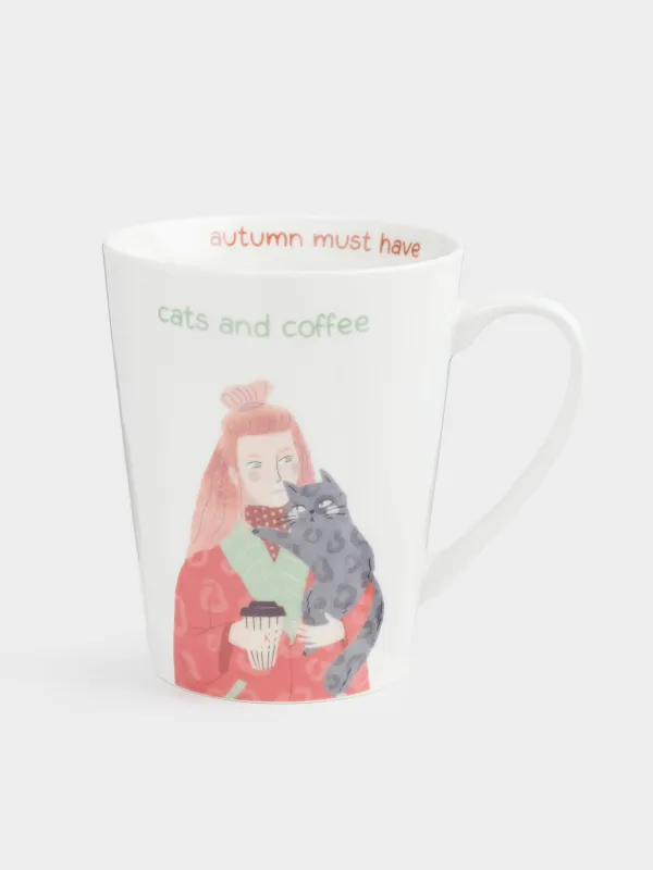 Кружка, 420 мл, Девушка и кот, Girls, image-0