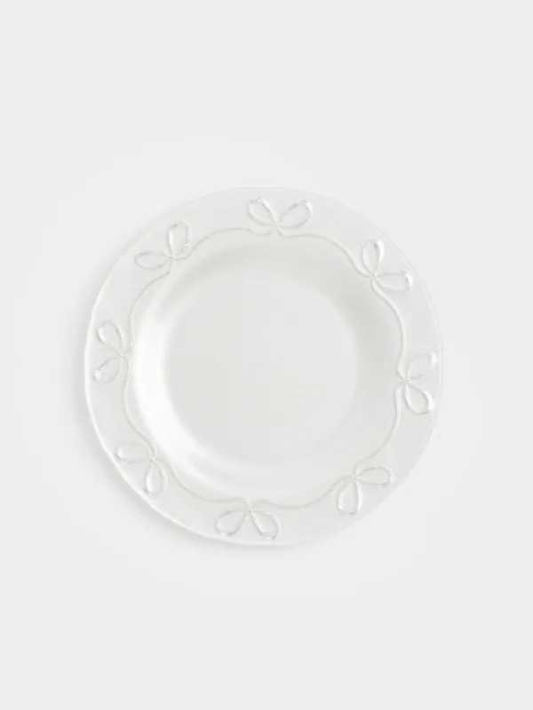 Тарелка обеденная, 28 см, стекло, белая, Банты, Bows pattern, image-0