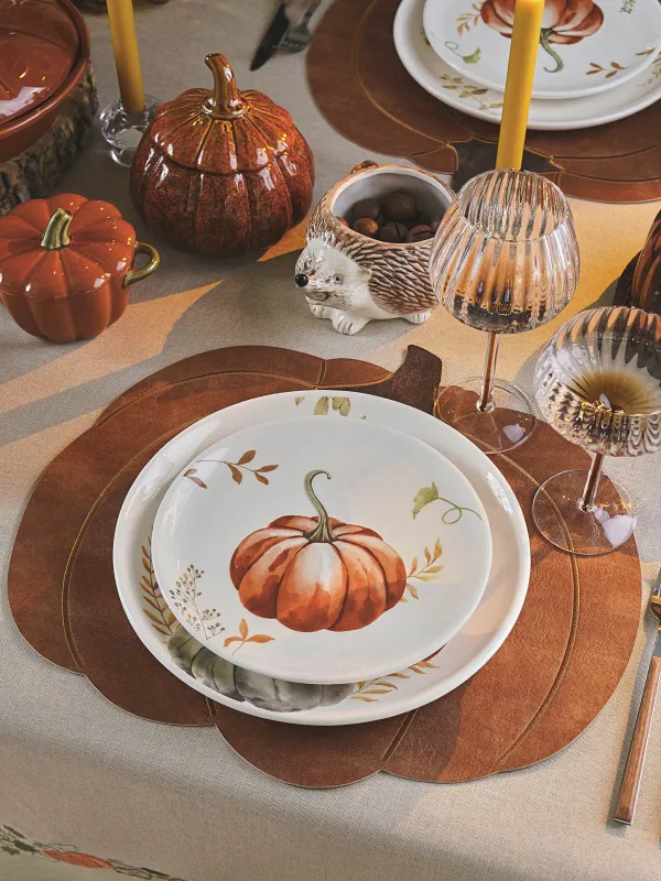 Салфетка под приборы, 38х43 см, ПВХ/полиэстер, фигурная, оранжевая, Тыква, Rock shape, image-4