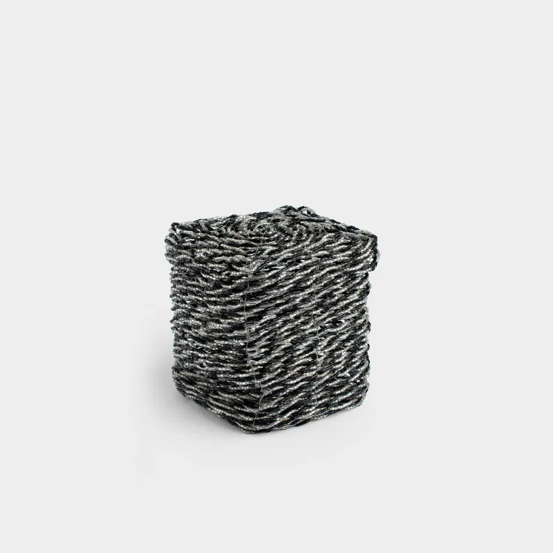 Шкатулка, 10х10 см, бисер, черно-серебристая, Shiny beads