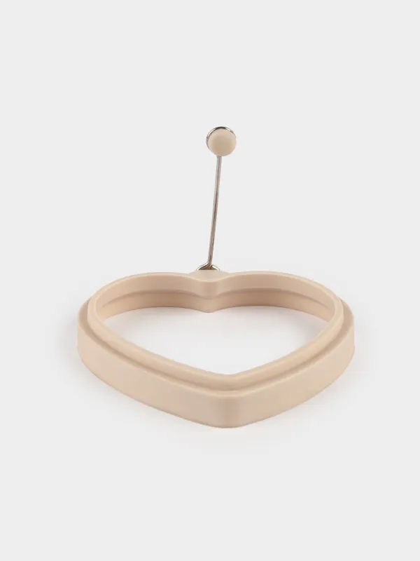 Форма для оладий/яиц, 12 см, силикон, бежевая, Сердце, Manny, image-1