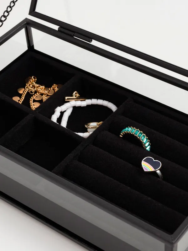 Шкатулка для украшений, 21х13 см, стекло/металл, черная, Collection, image-4