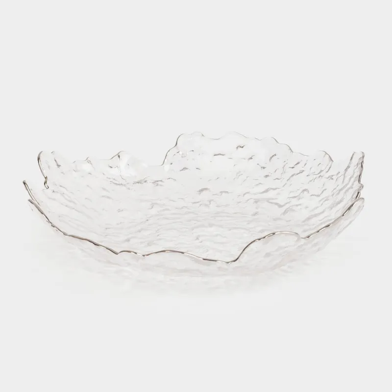 Блюдо, 25 см, стекло, с серебристым кантом, Nautilus silver