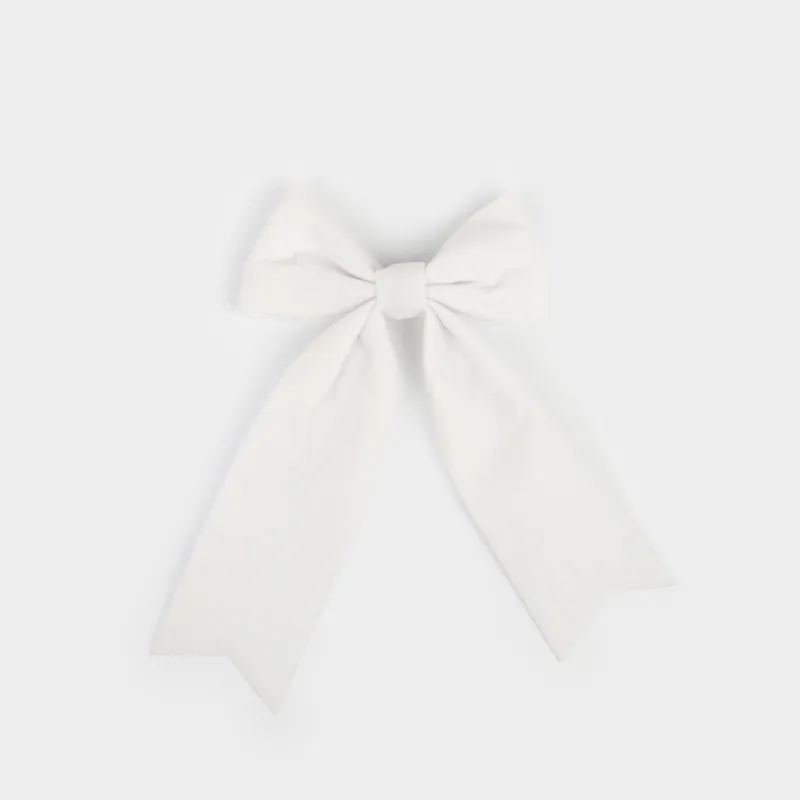 Украшение декоративное, 10х15 см, на клипсе, полиэстер, молочное, Бант, Bow velvet