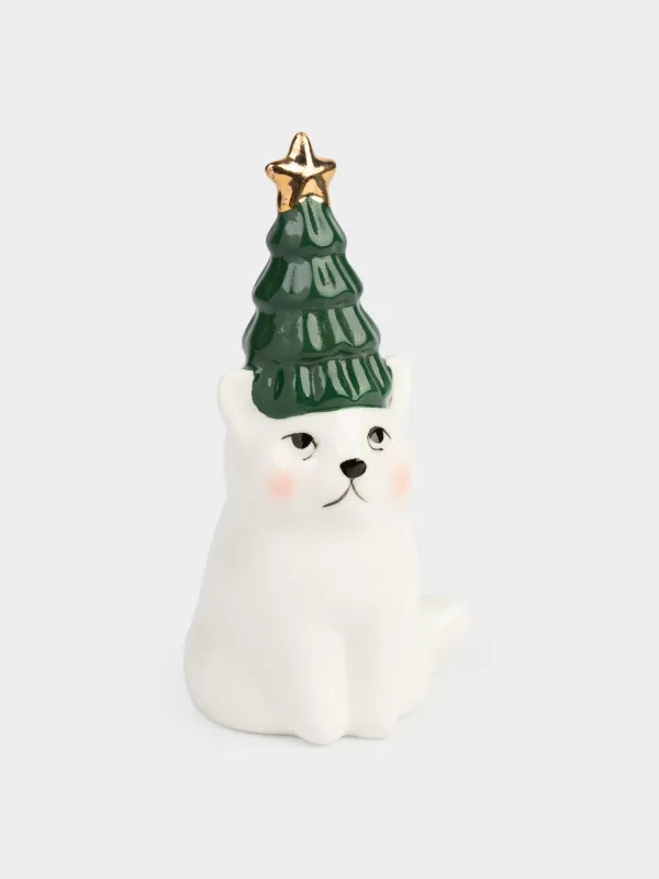 Статуэтка, 13 см, фарфор, Christmas cat, image-1