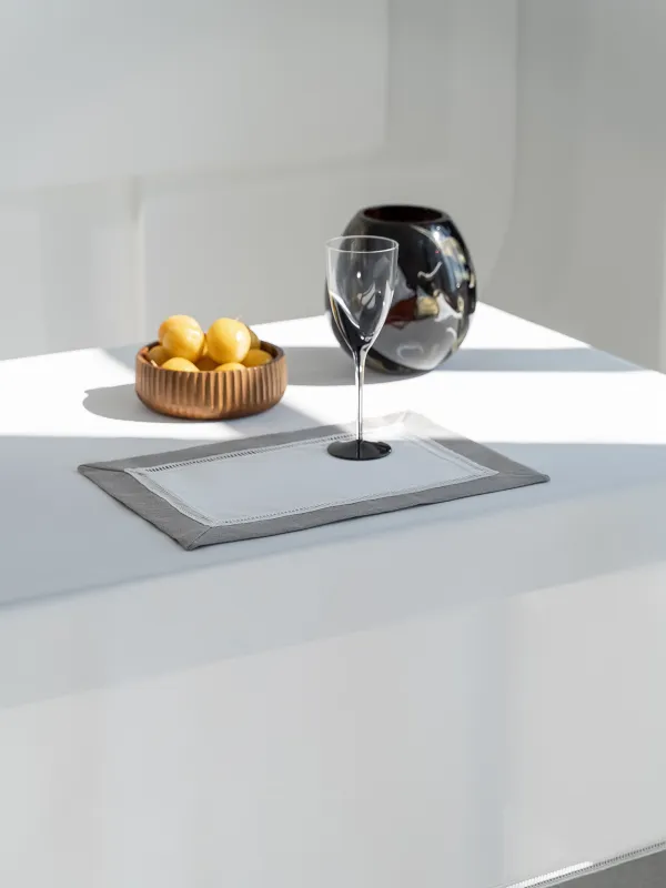 Салфетка под приборы, 30х45 см, 2 шт, полиэстер, прямоугольная, бело-серая, Milky way, image-1