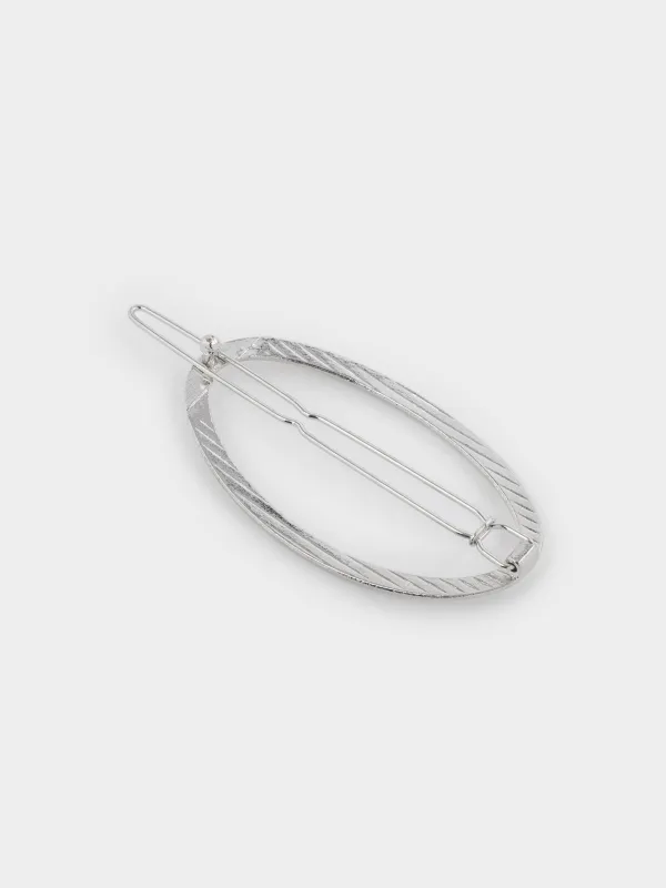 Заколка для волос, 7 см, металл, серебристая, Овал, Hairstyle, image-2