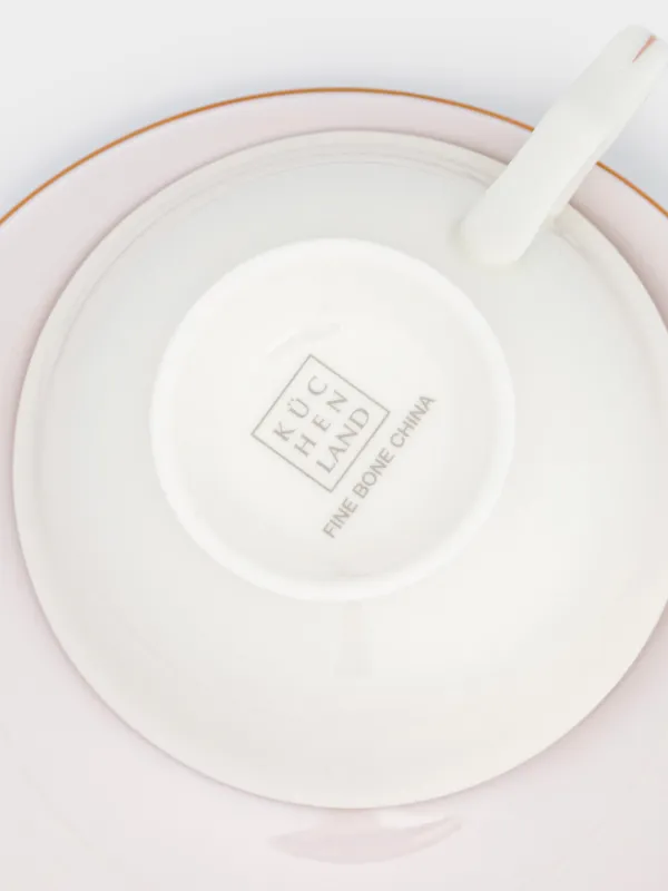 Пара чайная, 1 перс, 2 пр, 220 мл, фарфор F, лиловая, с золотистым кантом, Цветок, Bloome, image-5