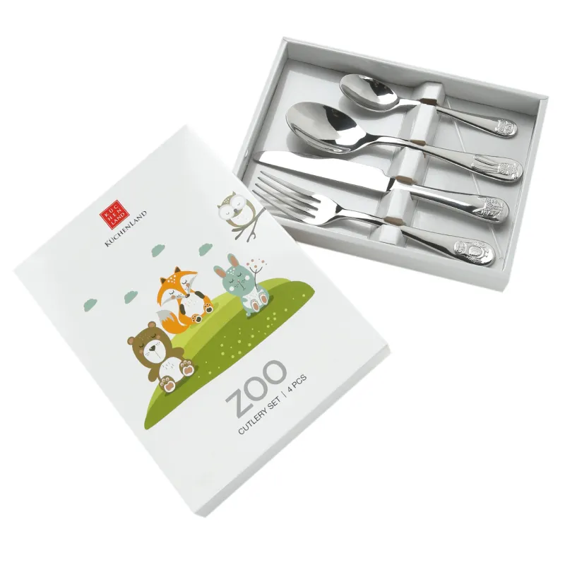 Столовые приборы, детские, 1 перс, 4 пр, сталь, Животные, Little pet, image-1