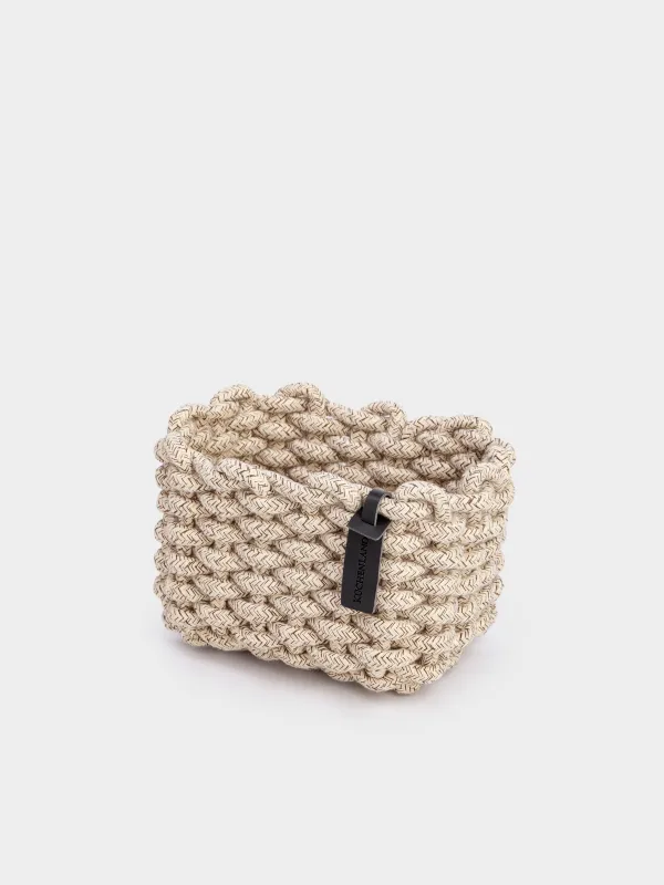 Корзина для хранения, 15х20х13 см, хлопок/полиэстер, прямоугольная, бежевая, Cozy striped, image-1