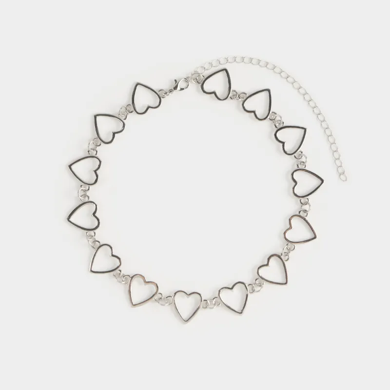 Цепочка, 43 см, металл, серебристая, Сердца, Jewelry heart