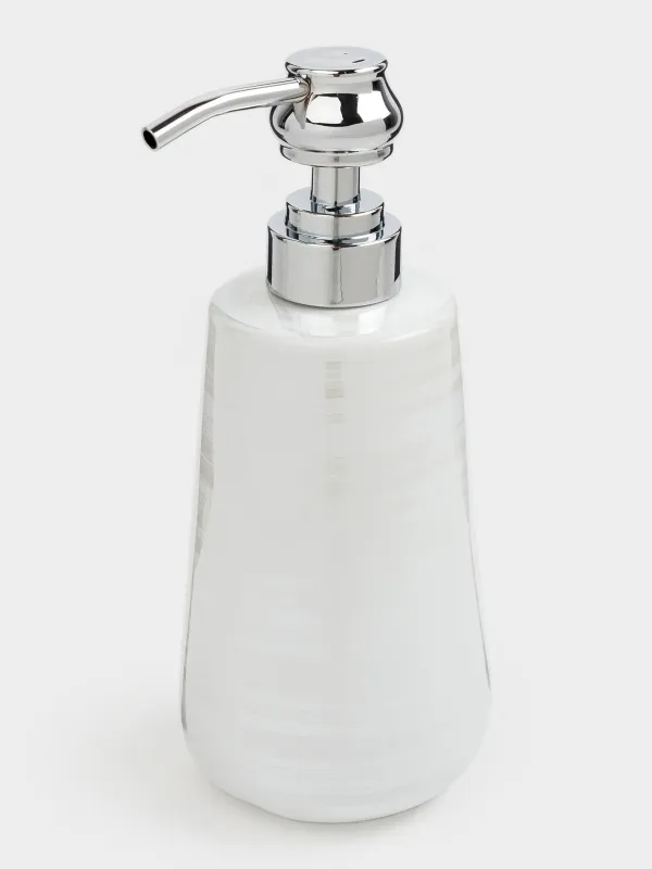 Диспенсер для жидкого мыла, 400 мл, керамика/металл, белый, перламутр, Odyssey, image-1