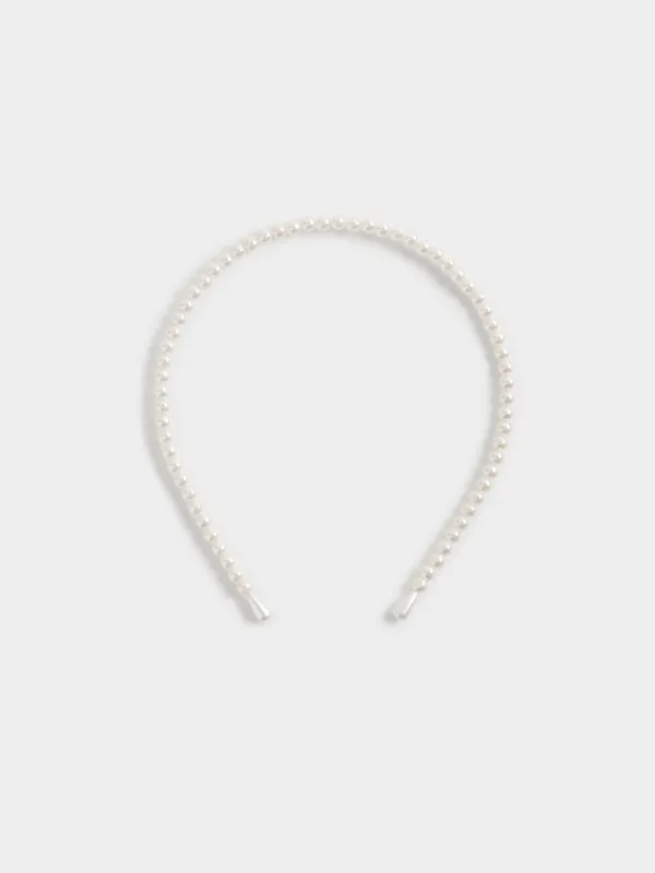 Ободок для волос, 13х14 см, Бусины, Pearl, image-0