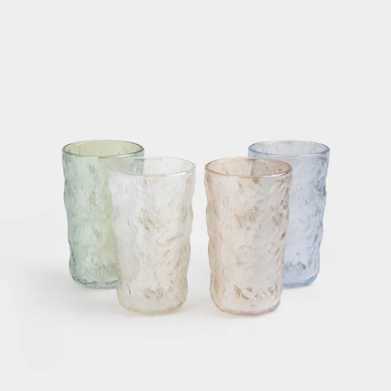 Стакан, 350 мл, 4 шт, Мятый эффект, Crumple color