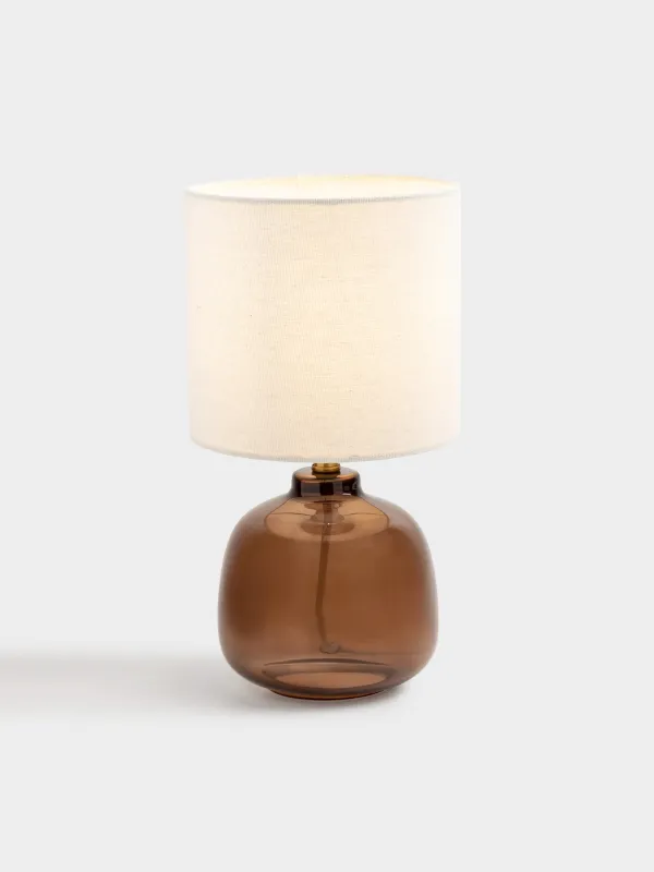 Светильник настольный, 33 см, стекло/лен, коричневый, Колба в кракелюре, Impulses light, image-0