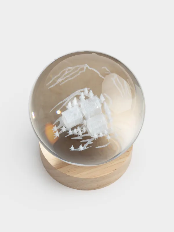 Светильник декоративный, 10 см, с подсветкой, стекло/дерево, Горы, Illumination, image-2