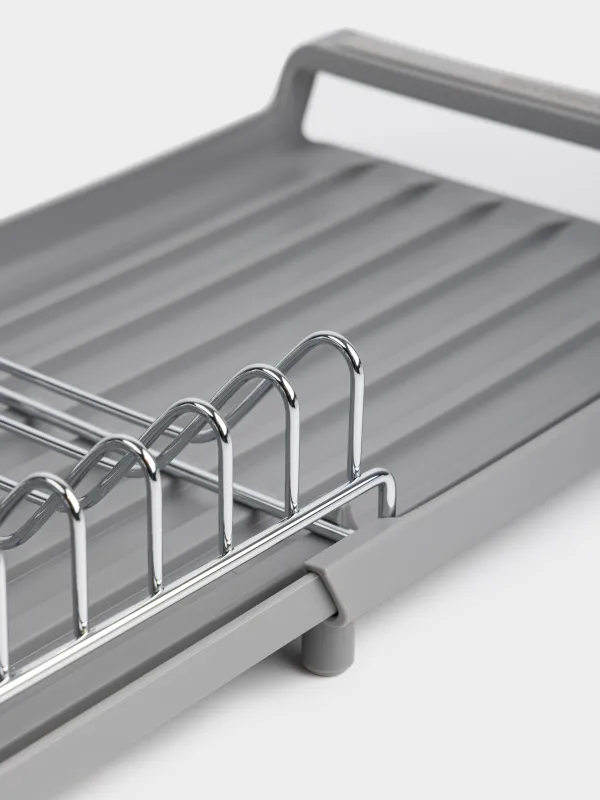 Сушилка для посуды, 28/47х20 см, с раздвижным поддоном, сталь/пластик, серая, Drying new, image-3