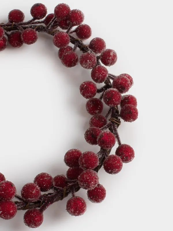 Венок декоративный, 20 см, Красные ягоды, Red berry, image-1