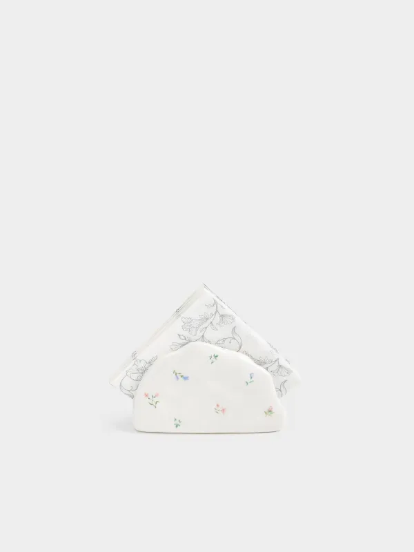 Салфетница, 12 см, керамика D, молочная, Нежные цветы, El flora, image-4