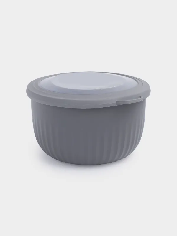 Набор мисок, 3 шт, с крышкой, пластик, белая/серая/графитовая, Flow, image-1