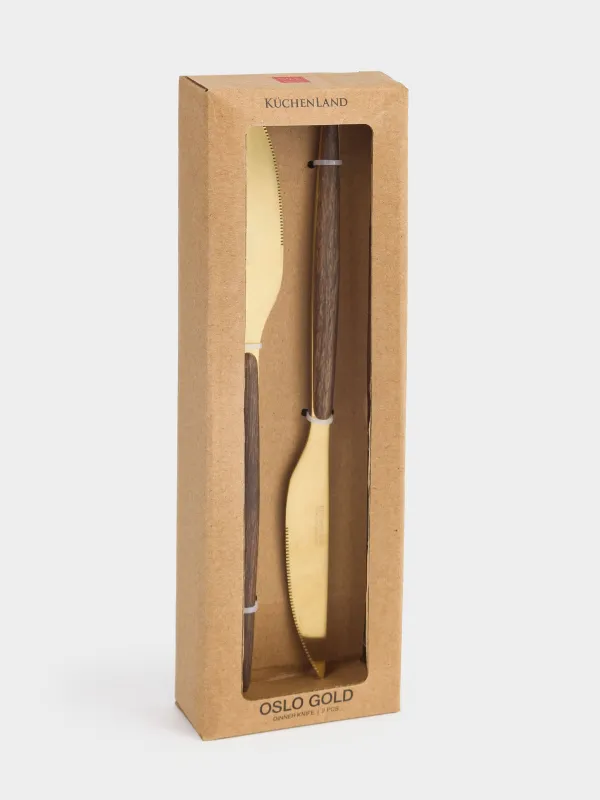 Нож столовый, 2 шт, сталь/пластик, золотисто-коричневый, матовый, Oslo gold, image-3