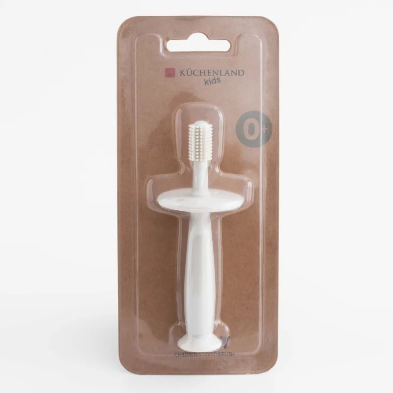 Щетка зубная с ограничителем, детская, 12 см, силикон, бежевая, Kiddy, image-4