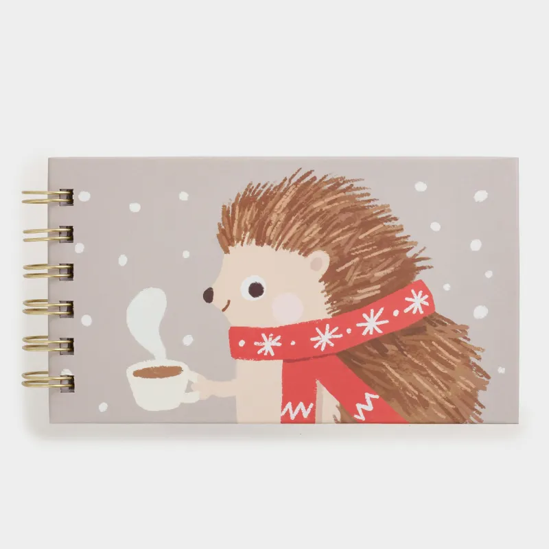 Блокнот для записей, 9х16 см, 100 л, на кольцах, картон, Ежик в шарфе, Forest animals, image-0