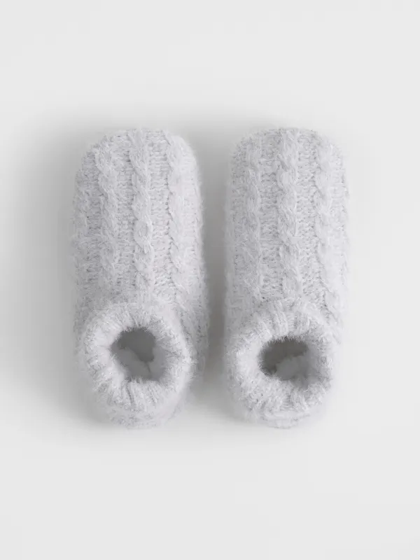 Тапочки-носки домашние, светло-серые, Hotty fuzz, image-1