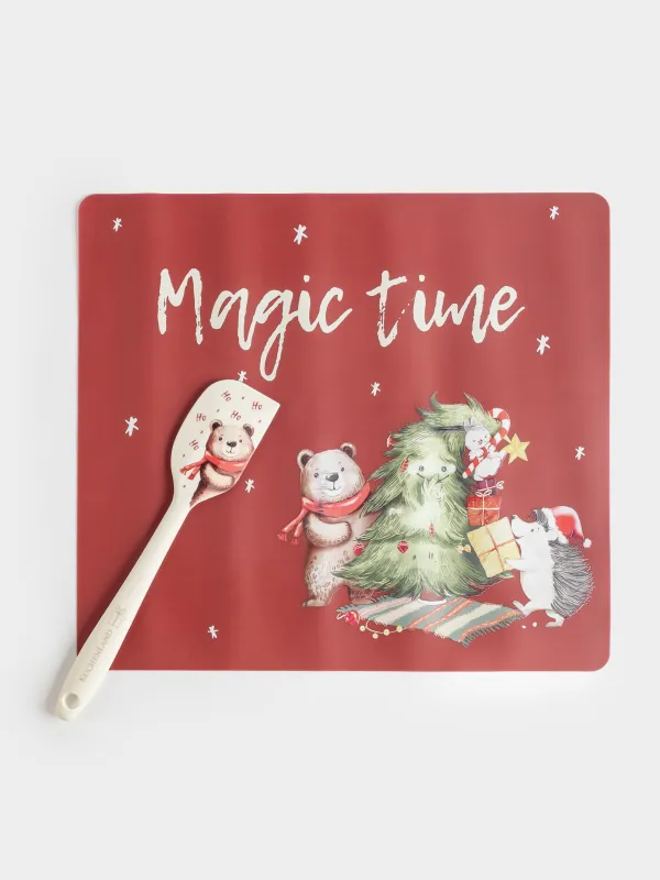 Набор для выпечки, 2 пр, лопатка/коврик, силикон/дерево, Время чудес, Friends forest, image-0