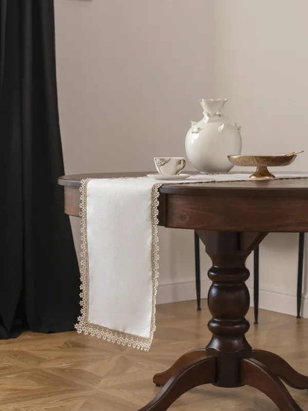 Дорожка настольная, 40х160 см, Flower lace gold, image-5