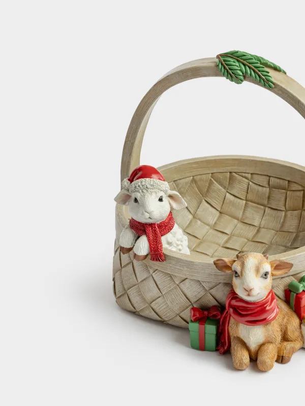 Конфетница, 18x20 см, Ягнята в корзине, Christmas lamb, image-2