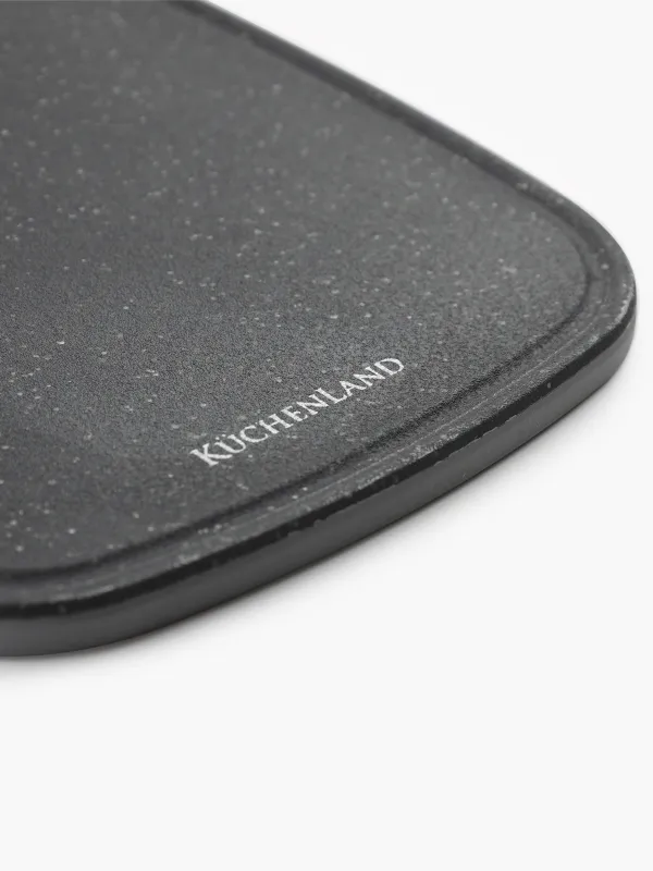 Доска разделочная, 32х15 см, с ручкой, пластик, черная, в крапинку, Steel speckled, image-1