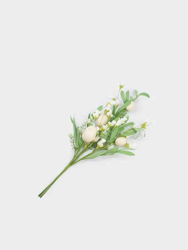Ветка декоративная, 53 см, Желтые яйца и цветы, Natural Easter decor, image-2