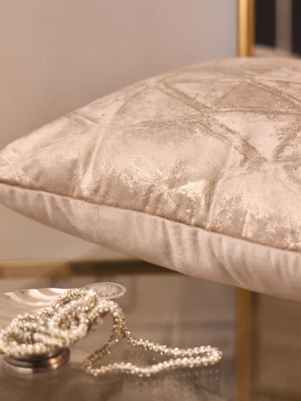 Подушка декоративная, 45х45 см, вельвет, бежевая, Золотистое напыление, Abstract, image-7