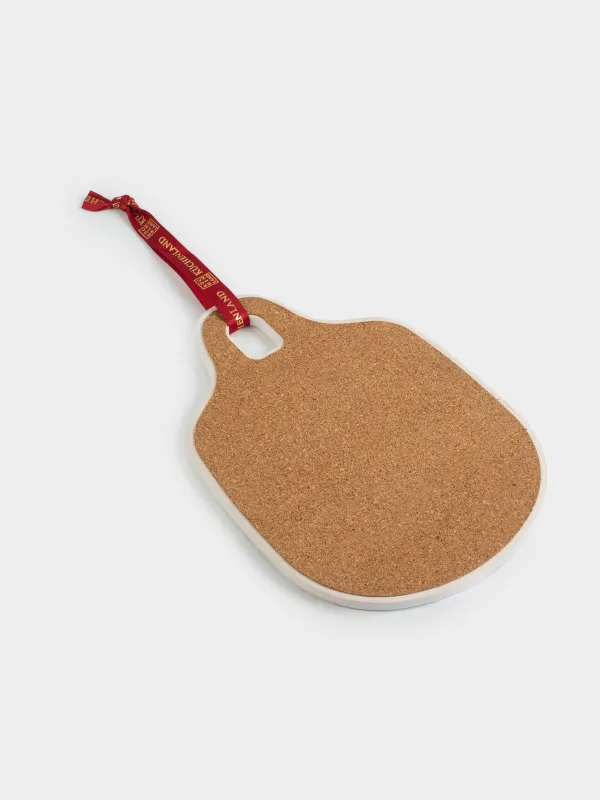 Подставка под горячее, 15x20 см, с ручкой, керамика/пробка, молочная, Красная машина, Red car, image-2