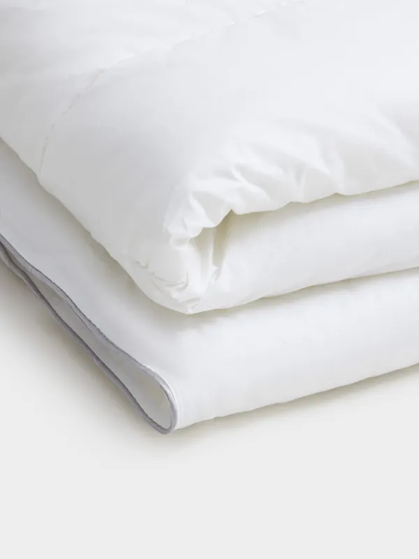 Одеяло, 200х220 см, хлопок/микрофибра, белое, с серебристым кантом, Soft cotton, image-2