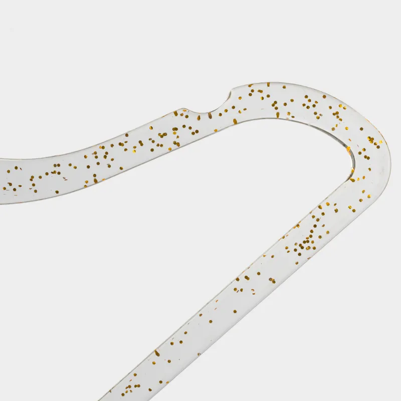 Вешалка-плечики, 30 см, 3 шт, детская, пластик, прозрачная с золотистыми блестками, Shimmer, image-2