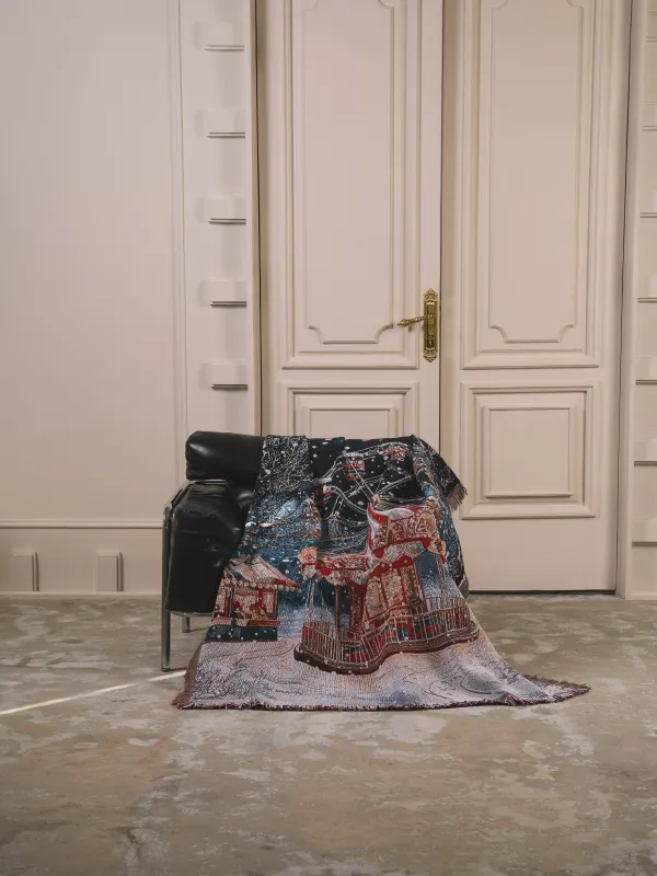 Плед, 130х170 см, с бахромой, гобелен, Карусель, Ride christmas, image-1