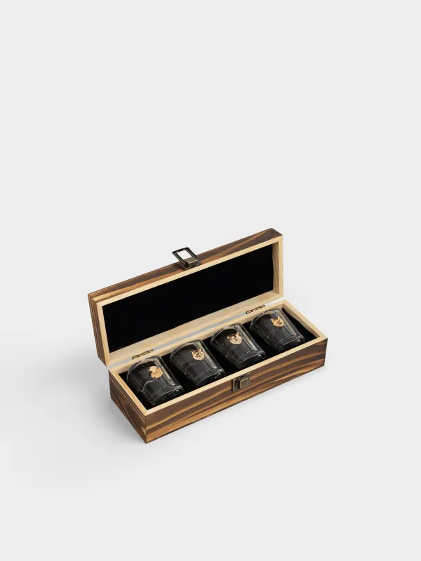 Набор стопок, 65 мл, 4 шт, в кейсе, золотистый, стекло/металл/дерево, Bar, image-0