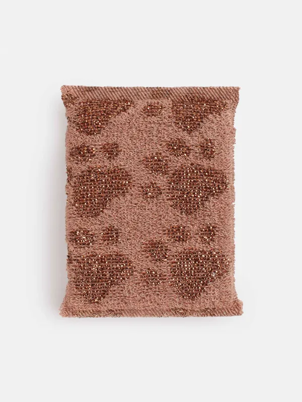 Губка для мытья посуды, 12х9 см, двустронняя, полиэстер/поролон, бронзовая, Лапки, Clean, image-0