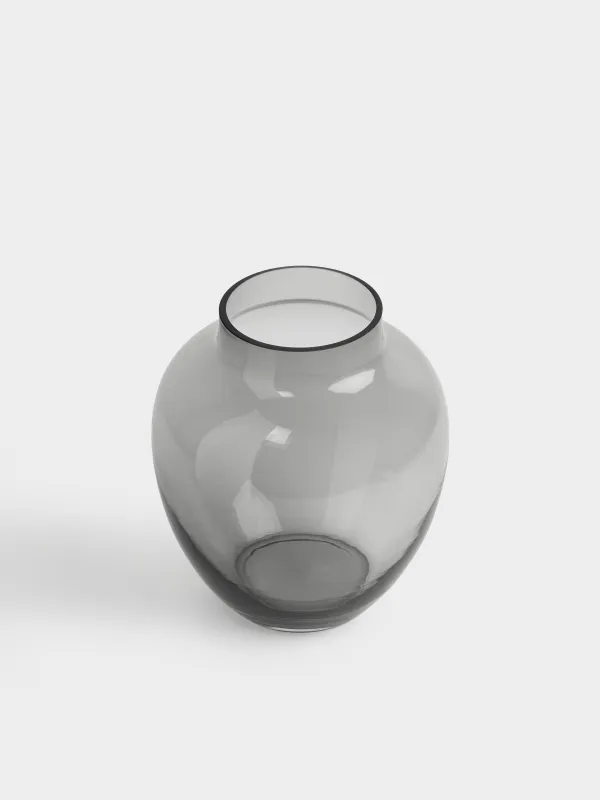 Ваза для цветов, 23 см, стекло, серая, Clear grey, image-1