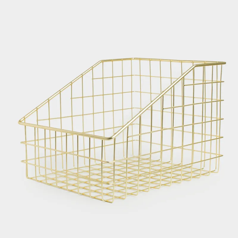 Корзина для хранения, 30х20х23 см, металл, прямоугольная, золотистая, Teca, image-0