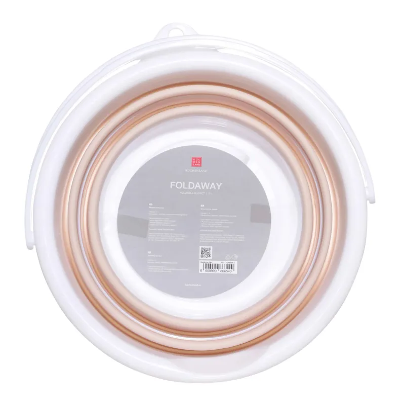 Ведро складное, 5 л, пластик/резина, бежево-розовое, Foldaway, image-3