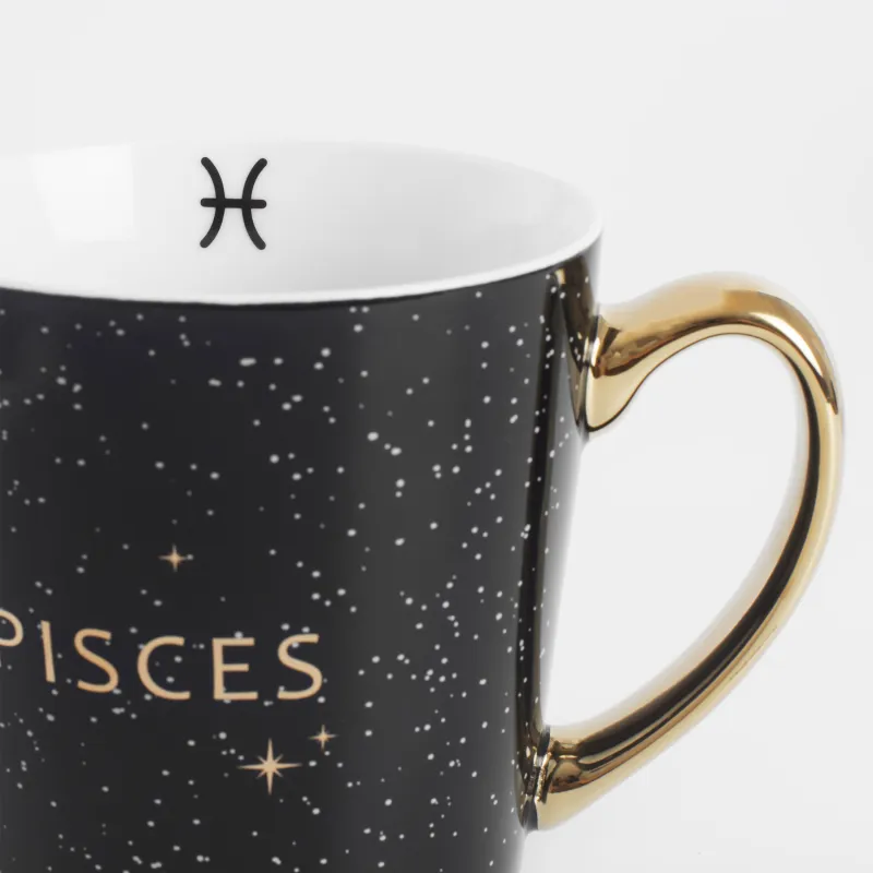 Кружка, 500 мл, фарфор N, черно-золотистая, Рыбы, Zodiac, image-3