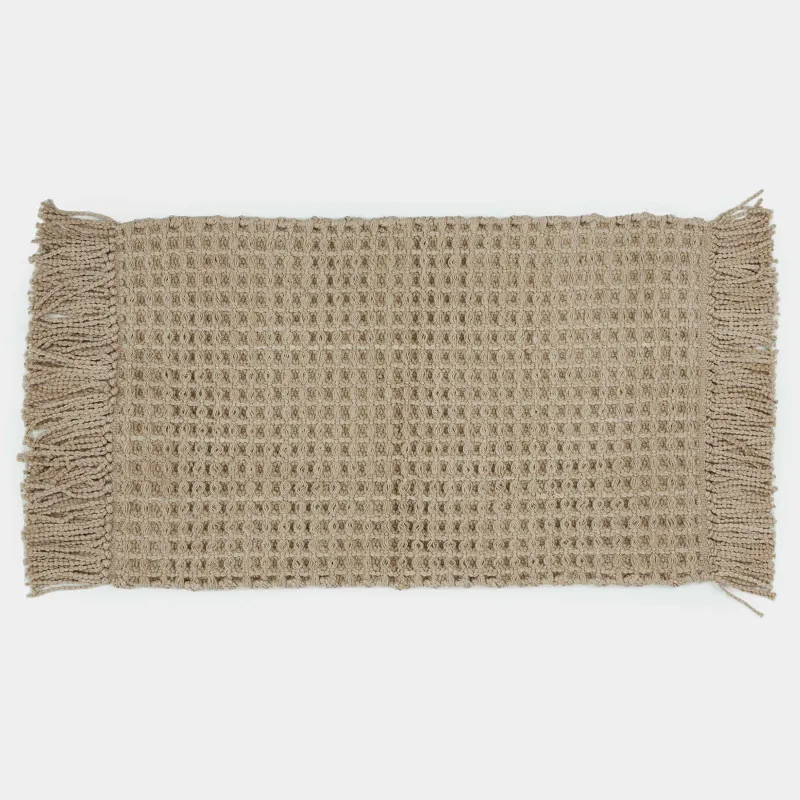 Коврик, 50x80 см, с бахромой, хлопок/полиэстер, песочный, Nordkap