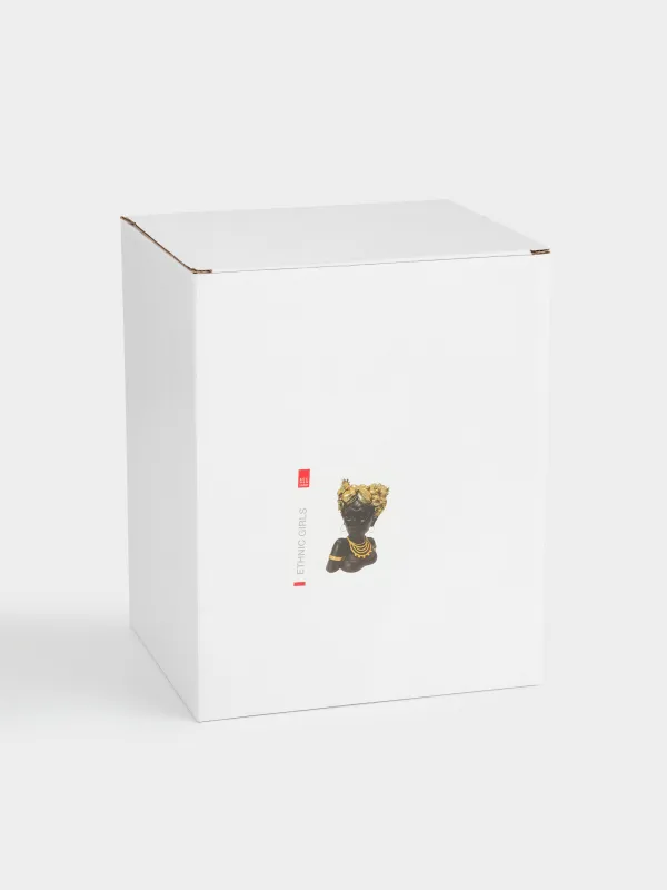 Ваза декоративная, 19 см, полирезин, черно-золотистая, Девушка с фруктами, Ethnic girls, image-4